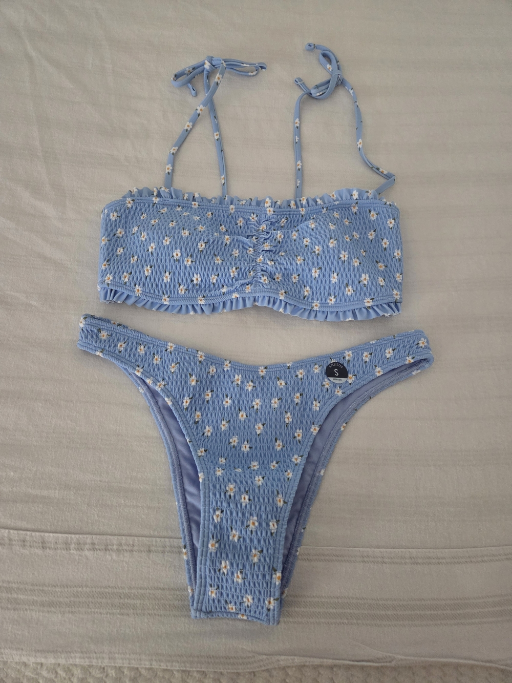 NWT Hollister Light Blue Daisy Smocked Bikini Set